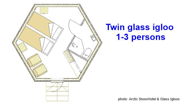 Plan Arctic SnowHotel & Glass Igloos  twin igloo